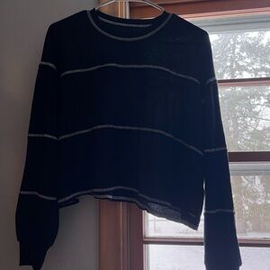 Hollister Black Waffle Cropped Knit Top